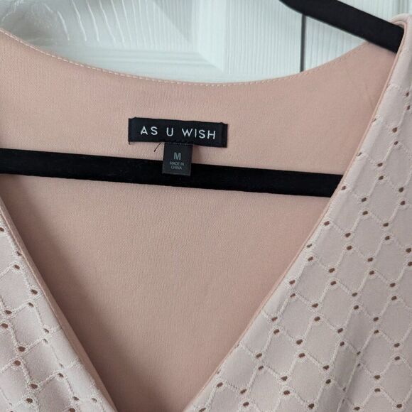 As U Wish Blush Pink Eyelet Dress | Juniors Medium | Party Casual - Picture 2 of 5